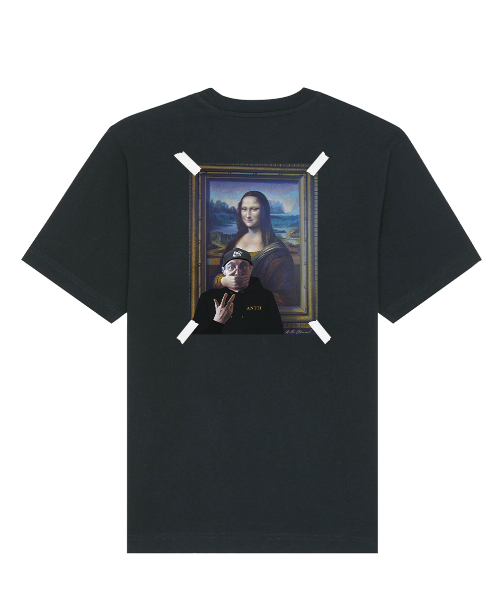 Mona Lisa Oversize Print T-Shirt - Black