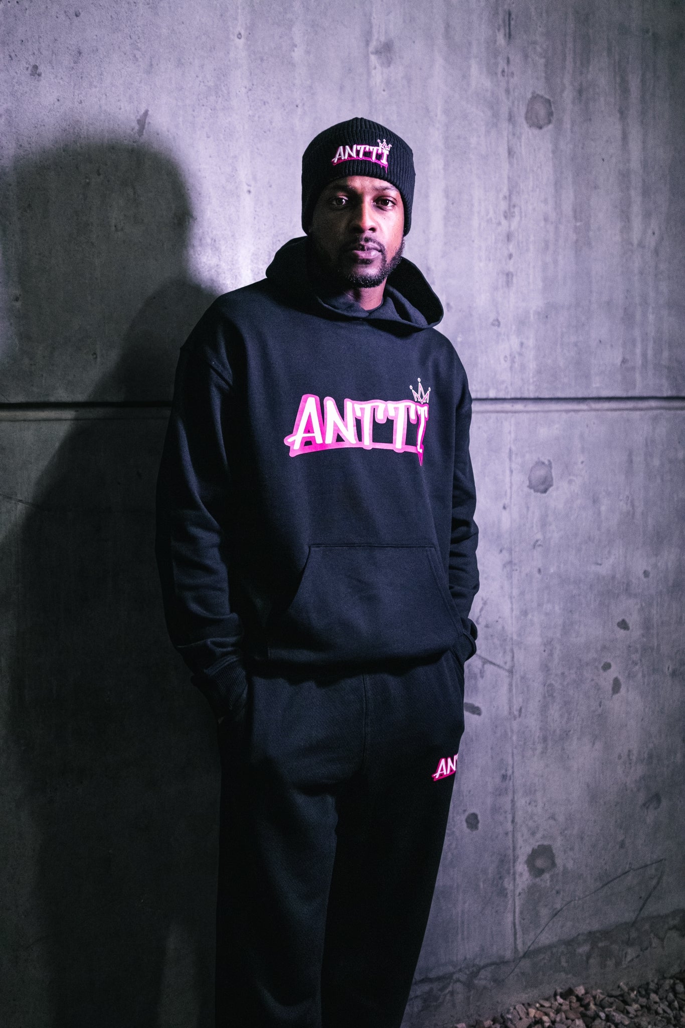 Black / Neon Pink ANTTI Drip Logo Hoodie