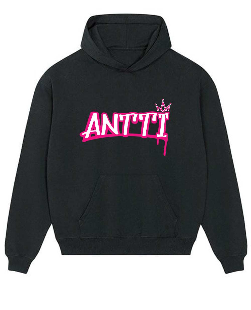 Black / Neon Pink ANTTI Drip Logo Hoodie